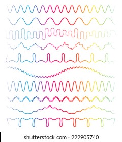 Set of wavy, sinuous lines (colorful version)