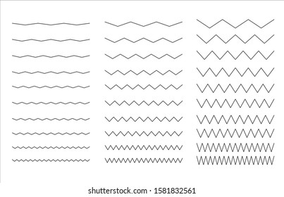 Set of wavy, sinuous seamless simple lines