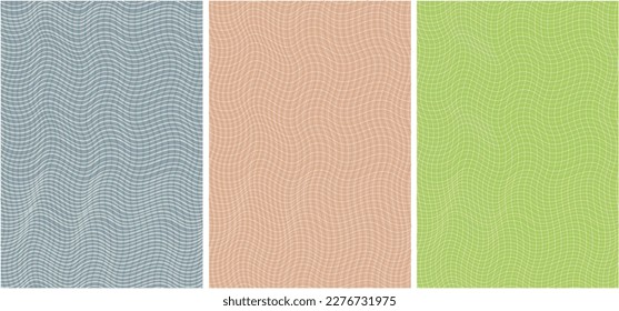 Set of wavy small check vectors. Pastel checkered illustration. Minimal and modern check background for banner, poster and cards 