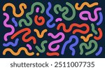 Set of Wavy Squiggle Element. Template Squiggle colorful doodle. Big set of abstract shapes, drawn bold squiggles. Design element Vector illustration. Isolated on white background.