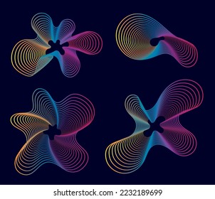 Set of wavy transition lines. Deformed frames.