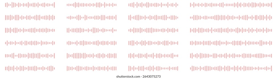 Set of wavy, vibrating and pulsating lines. Podcast sound waves. Waveform pattern for music player, podcast, voice message, music app. Audio wave icon. Isolated vector illustration.