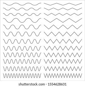 Set of wavy, zigzag horizontal lines