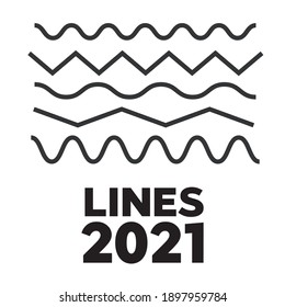 Set of wavy, zigzag, horizontal lines. Waves outline icon. Wave thin line symbol 