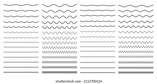 Set of wavy zigzag horizontal lines