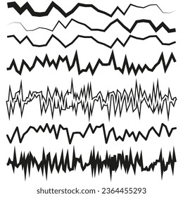 Set of wavy, zigzag horizontal lines, Set dividers lines. Vector illustration. EPS 10.