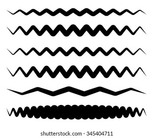 Set of wavy, zigzag horizontal lines, dividers.