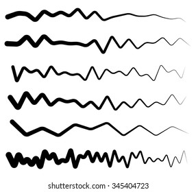 Set of wavy, zigzag horizontal lines, dividers.