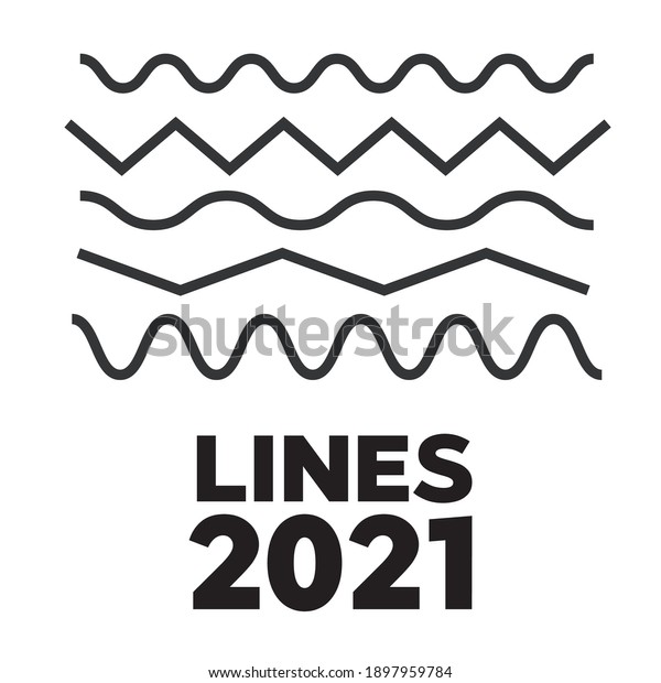Set of wavy, zigzag, horizontal lines. Waves\
outline icon. Wave thin line symbol\
