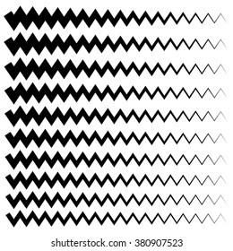 Set of wavy (zigzag) lines from thick to thin - Horizontal dividers