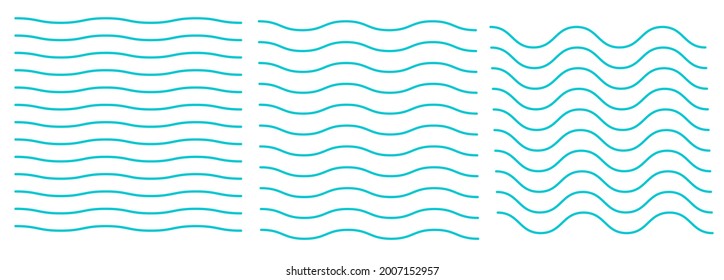 Set of wavy zigzag lines. Wave thin line background. Vector zigzag and wavy blue horizontal underline. Vector illustration EPS10.	