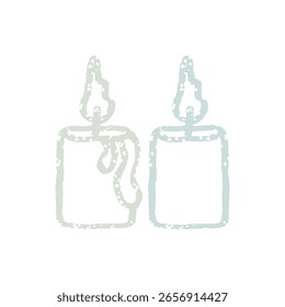 Conjunto de velas de cera com pequena chama. Ilustração de linha de vetor em estilo simples no plano de fundo branco. 