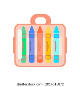 Conjunto de crayones de cera de diferentes colores Ilustración vectorial plana sobre fondo blanco