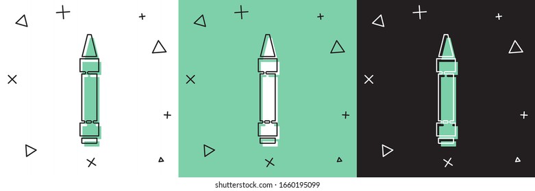 Set Wax crayons for drawing icon isolated on white and green, black background.  Vector Illustration