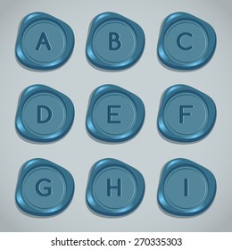 Set of Wax Seal: Alphabet Set : Vector Illustration 