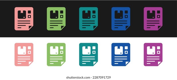 Set Waybill icon isolated on black and white background.  Vector