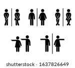 Set of WC sign Icon Vector Illustration on the white background. Vector man & woman icons. Funny toilet symbol