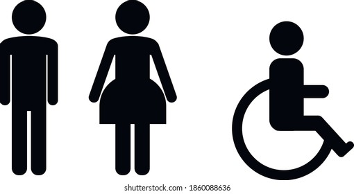 Set of WC sign Icon Vector Illustration on the white background. Vector man  woman icons.  toilet symbol