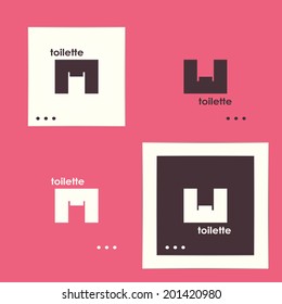 Set of wc stickers isolated on white. Vector illustration.