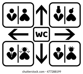 Set WC toilet icon vector illustration with men and women