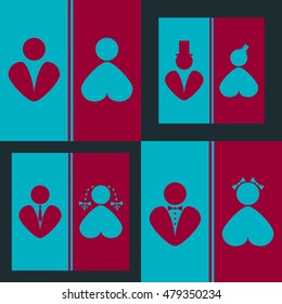 Set WC toilet icon vector illustration with men and women