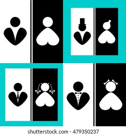 Set WC toilet icon vector illustration with men and women