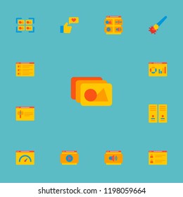 Set of wd icons flat style symbols with team page, website analytics, website content and other icons for your web mobile app logo design.