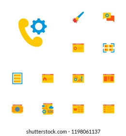 Set of wd icons flat style symbols with portfolio, online support, painting and other icons for your web mobile app logo design.