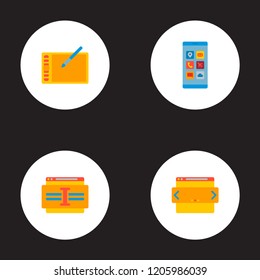 Set of wd icons flat style symbols with website slider, website text, mobile apps and other icons for your web mobile app logo design.