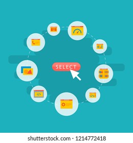 Set of wd icons flat style symbols with website optimization, website analytics, pricing page and other icons for your web mobile app logo design.
