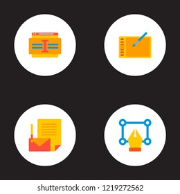 Set of wd icons flat style symbols with website text, vector tool, branding icons for your web mobile app logo design.