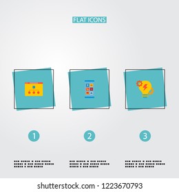 Set of wd icons flat style symbols with mobile apps, website structure, brainstorm and other icons for your web mobile app logo design.