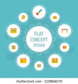 Set of wd icons flat style symbols with project brief, coding, website performance and other icons for your web mobile app logo design.