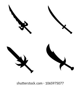 Set of weapon icon. Label of fantasy and medieval weapon. Simple style. Vector illustration logo.