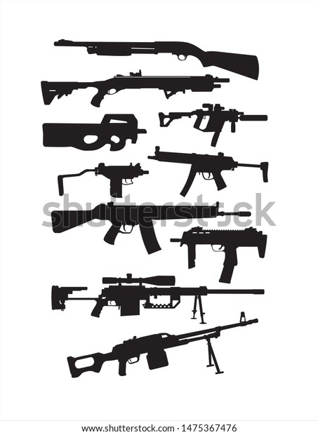 Set Weapon Silhouettes Vector Illustration Stock Vector (Royalty Free ...