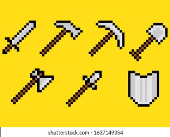 Set Weapons 8 Bit Sword Hammer Stock Vector (Royalty Free) 1637149354 ...