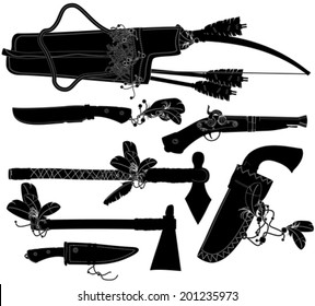 set of weapons American indian