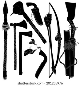 set of weapons American indian