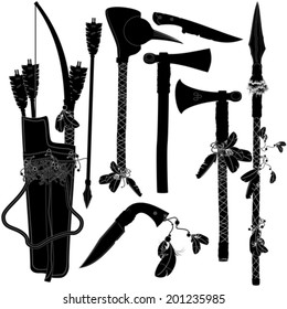 set of weapons American indian