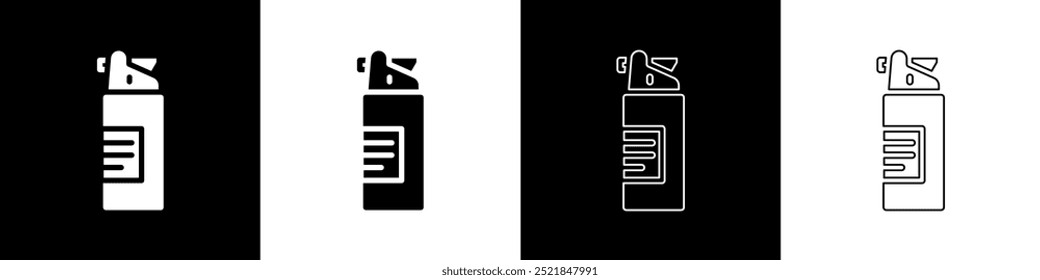 Set Weapons Ölflaschensymbol einzeln auf schwarz-weißem Hintergrund. Waffenpflege.  Vektorgrafik