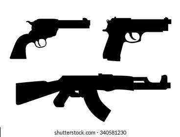 Set of weapons on a white background