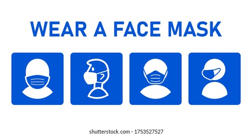 Set of Wear a Face Mask Icons. Vector Image.
