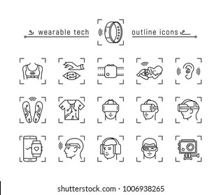 Set of wearable technology icons