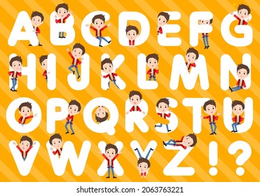 A set of wearing a happi coat man designed with alphabet.It's vector art so easy to edit.