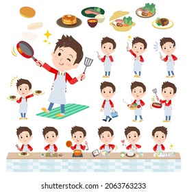 A set of wearing a happi coat man about cooking.It's vector art so easy to edit.