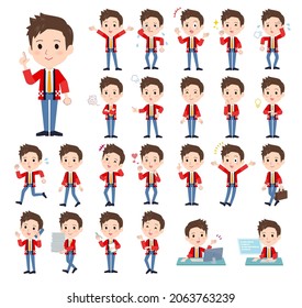 A set of wearing a happi coat man with who express various emotions.It's vector art so easy to edit.