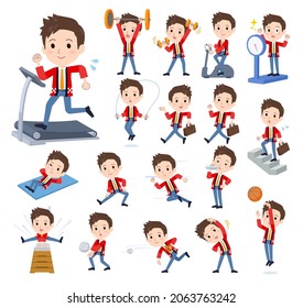 A set of wearing a happi coat man on exercise and sports.It's vector art so easy to edit.