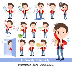 A set of wearing a happi coat man on inferiority complex.It's vector art so easy to edit.