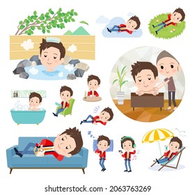 A set of wearing a happi coat man about relaxing.It's vector art so easy to edit.