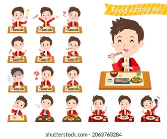 A set of wearing a happi coat man about meals.It's vector art so easy to edit.